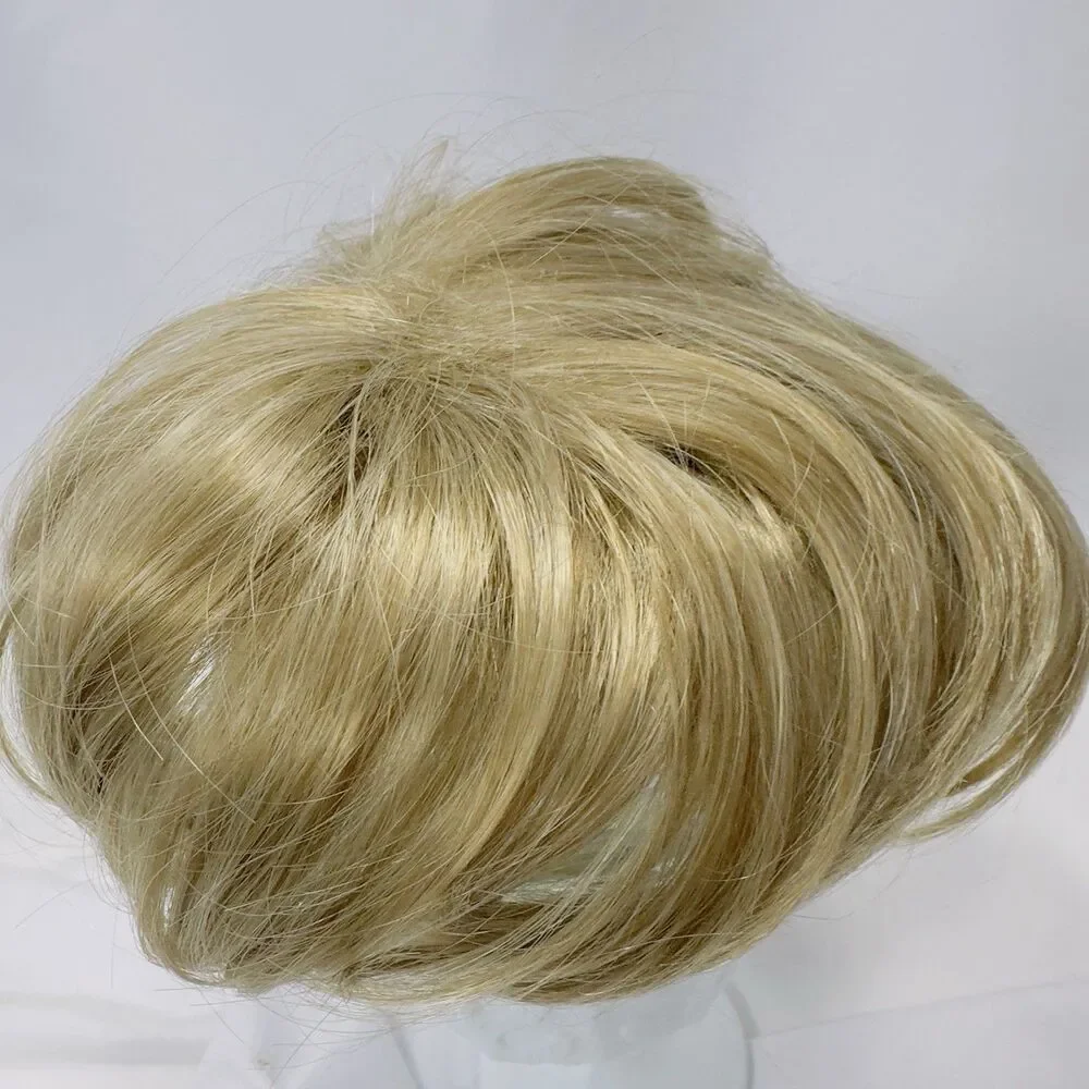 Synthetic Hair Piece Clip On Blonde Topper Hairpiece Netting Covers Hair Loss